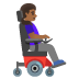 woman in motorized wheelchair facing right, medium-dark skin tone